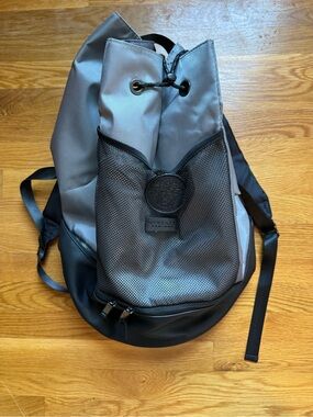 Versace Grey & Black Mesh-Front Drawstring Backpack
